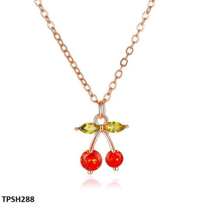 TPSH288 QWN Cherry/Leaf Pendant Necklace