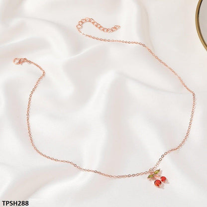 TPSH288 QWN Cherry/Leaf Pendant Necklace