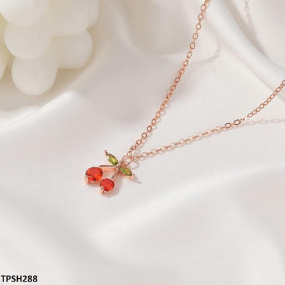 TPSH288 QWN Cherry/Leaf Pendant Necklace