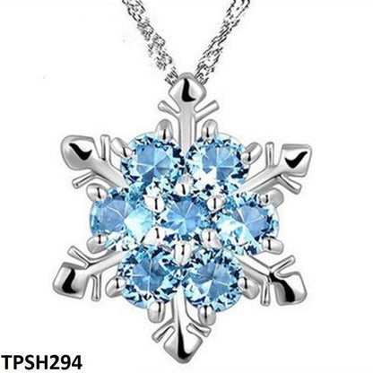 TPSH294 JMN Aqua Flower Star Curb Chain Pendant