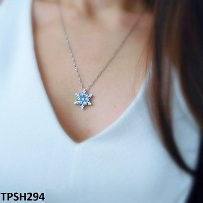 TPSH294 JMN Aqua Flower Star Curb Chain Pendant