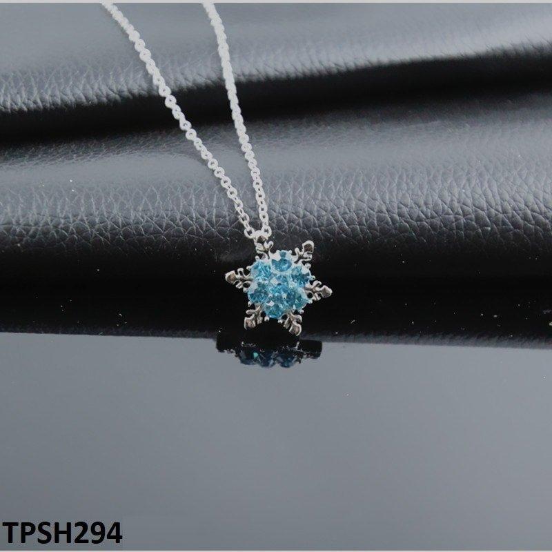 TPSH294 JMN Aqua Flower Star Curb Chain Pendant