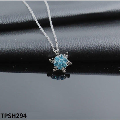 TPSH294 JMN Aqua Flower Star Curb Chain Pendant