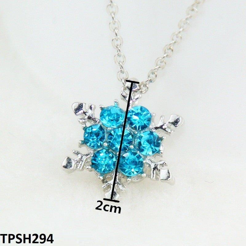 TPSH294 JMN Aqua Flower Star Curb Chain Pendant