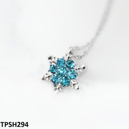 TPSH294 JMN Aqua Flower Star Curb Chain Pendant