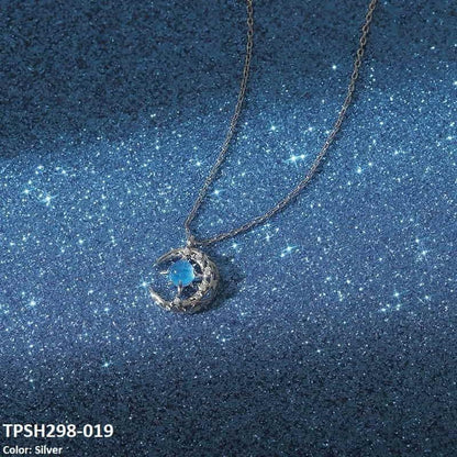 TPSH298 XST Moon/Aqua Curb Chain Pendant