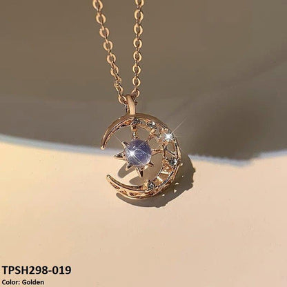 TPSH298 XST Moon/Aqua Curb Chain Pendant