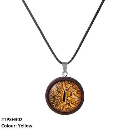 TPSH302 JMN Cat Eye in Wooden Circle Pendant