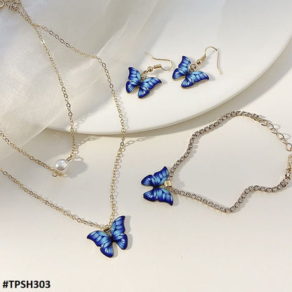 TPSH303 JMN Shaded Butterfly Pendant Set