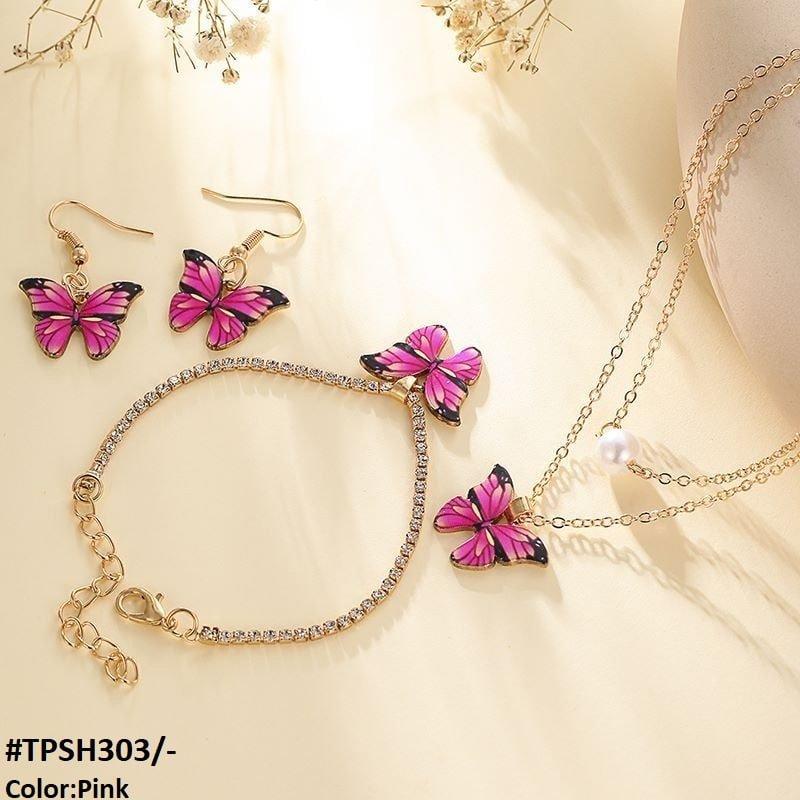 TPSH303 JMN Shaded Butterfly Pendant Set