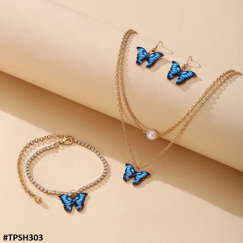 TPSH303 JMN Shaded Butterfly Pendant Set