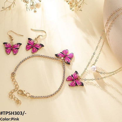 TPSH303 JMN Shaded Butterfly Pendant Set