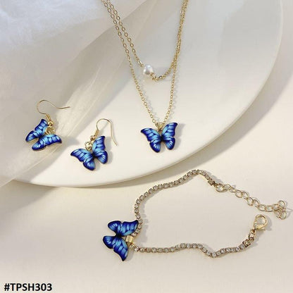 TPSH303 JMN Shaded Butterfly Pendant Set