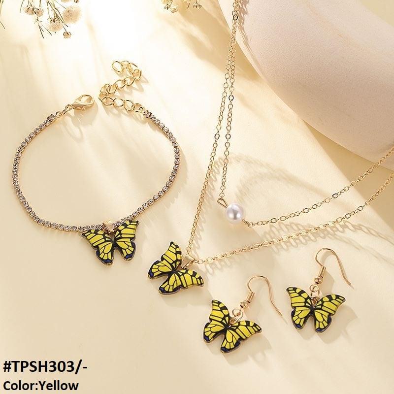 TPSH303 JMN Shaded Butterfly Pendant Set