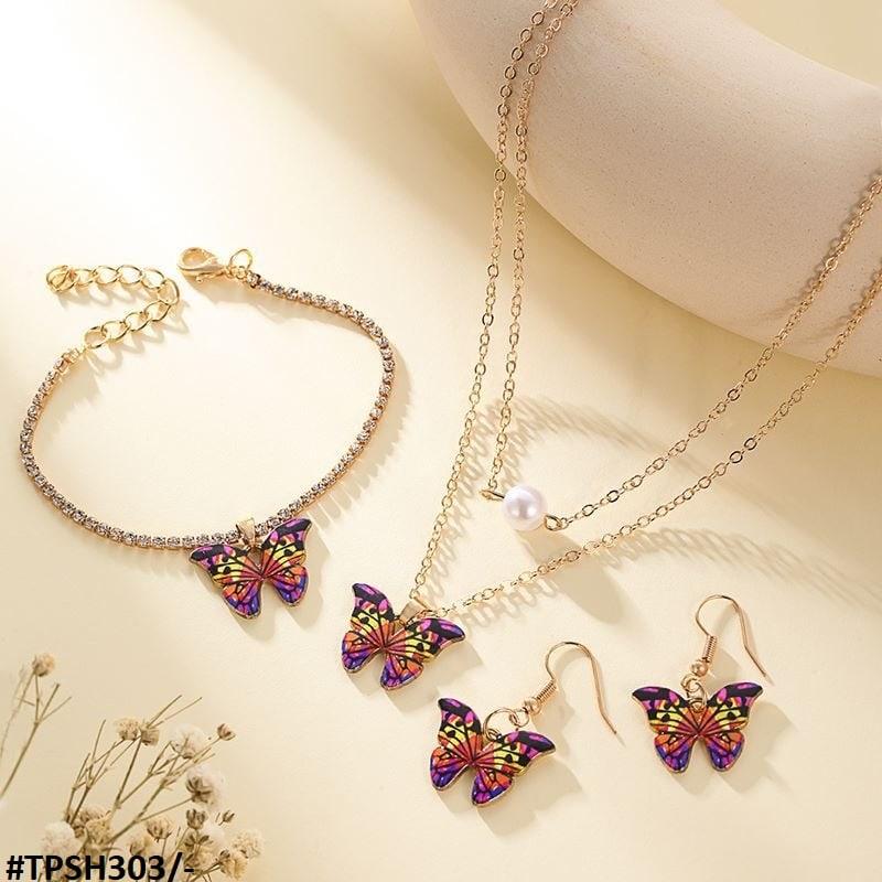 TPSH303 JMN Shaded Butterfly Pendant Set