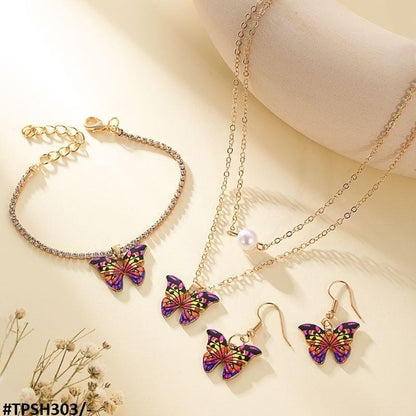 TPSH303 JMN Shaded Butterfly Pendant Set