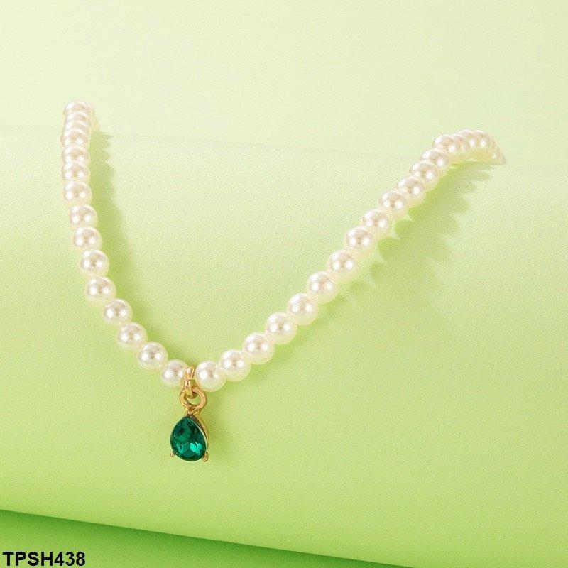 TPSH438 YYE Pear Pendent With Pearl Chain