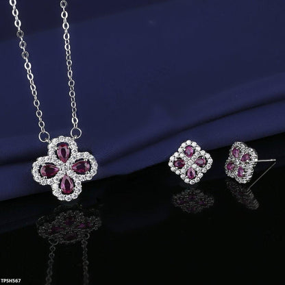 TPSH567 BLX Tear/Flower Pendent Set