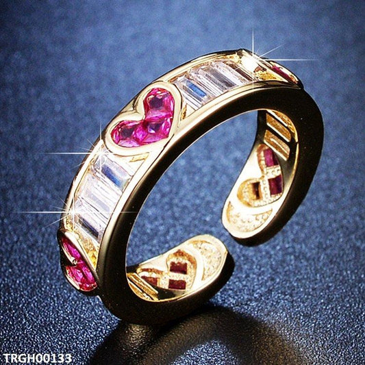 TRGH00133 ZFQ Heart Painted Ring Adjustable - TRGH