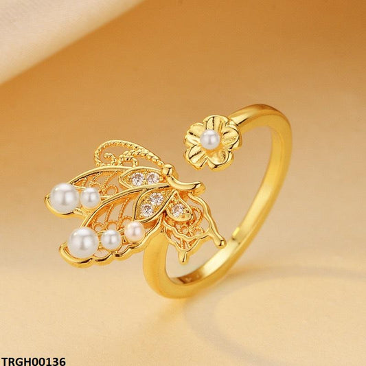 TRGH00136 ZFQ Butterfly  Flower Ring Adjustable - TRGH