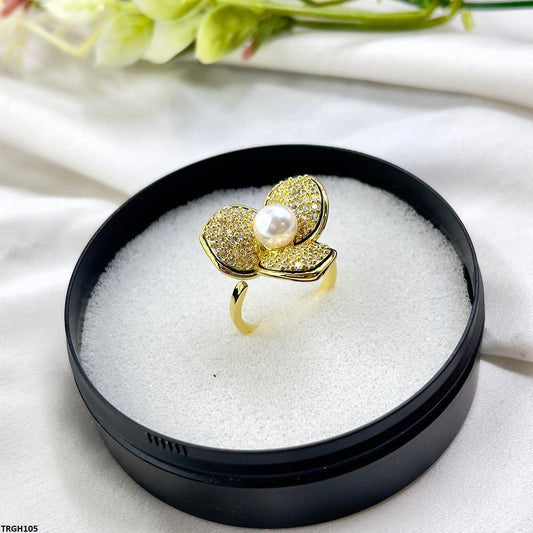 TRGH105 YXG Pearl Flower Ring Adjustable