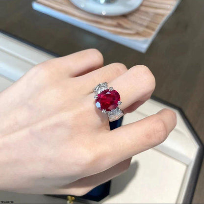 TRSH00729 BJF Oval Red Zircon Ring Adjustable - TRSH