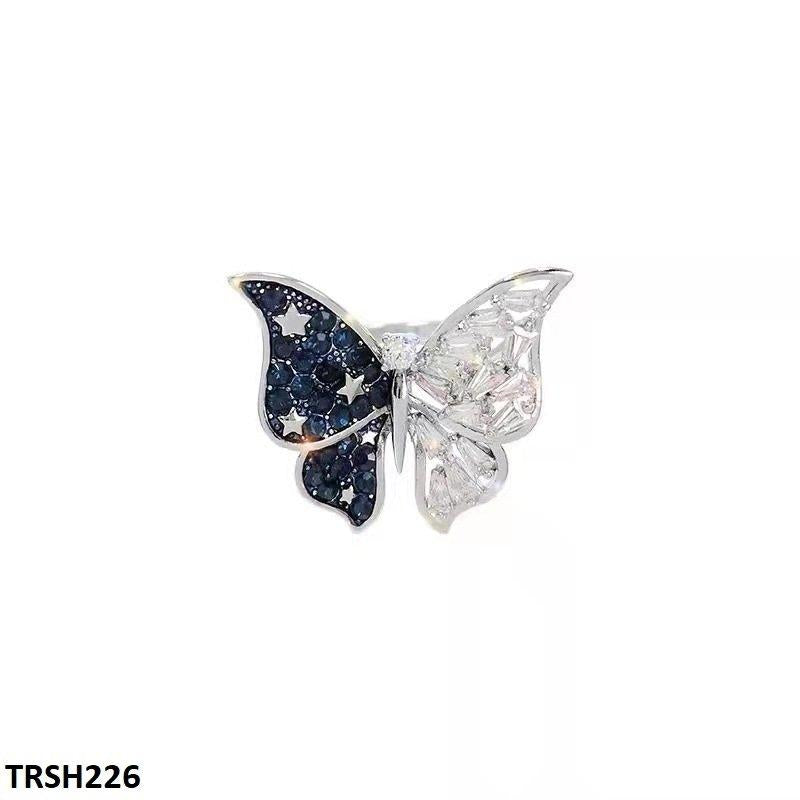 TRSH226 CJD White/Blue Butterfly Adjustable Ring