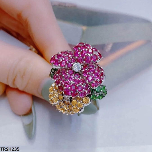 TRSH235 CJD Multi Flower Leaf Adjustable Ring