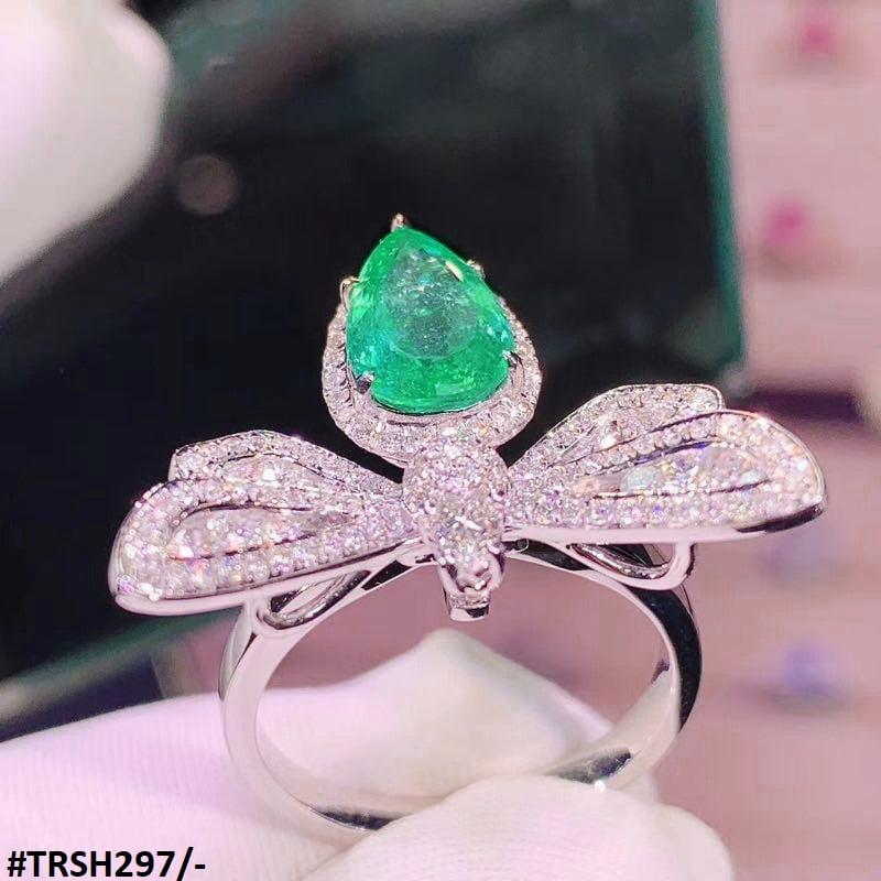 TRSH297 KYC Greenish Tear Butterfly Ring