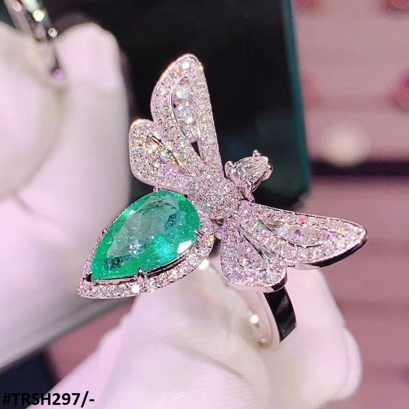 TRSH297 KYC Greenish Tear Butterfly Ring