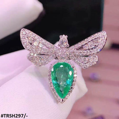 TRSH297 KYC Greenish Tear Butterfly Ring