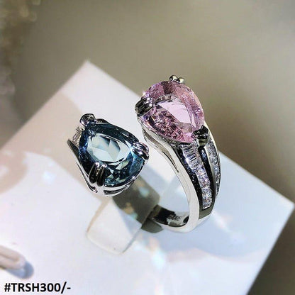 TRSH300 KYC Aqua/Pink Pear Adjustable Ring