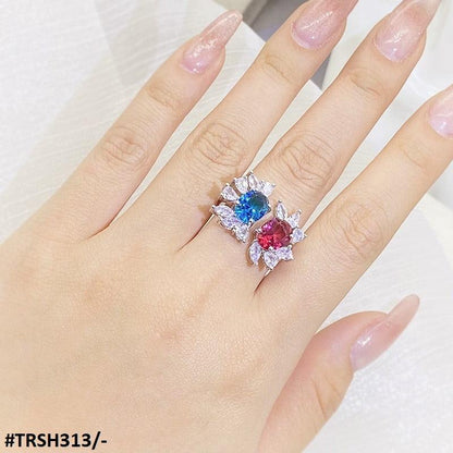 TRSH313 KYC Aqua/Red Adjustable Ring