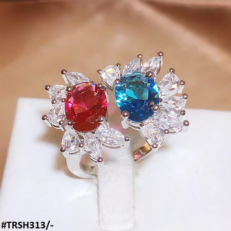 TRSH313 KYC Aqua/Red Adjustable Ring