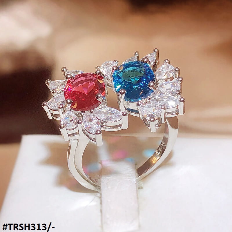 TRSH313 KYC Aqua/Red Adjustable Ring