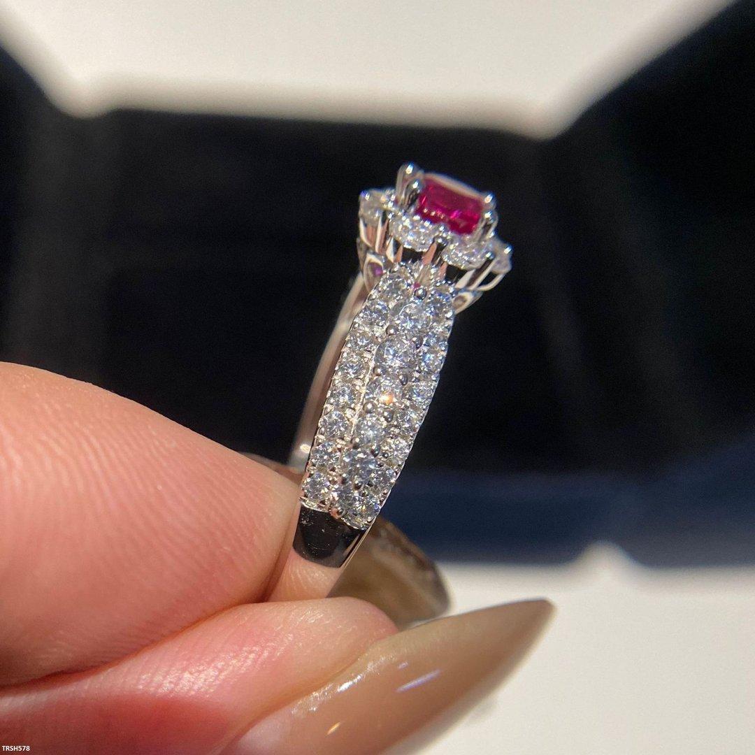 TRSH578 KRL Round Red Zircon Ring Adjustable