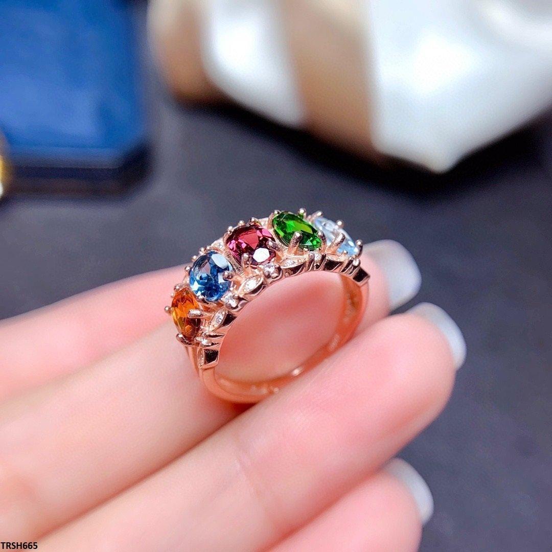 TRSH665 BJF Multi Oval Stone Ring Adjustable