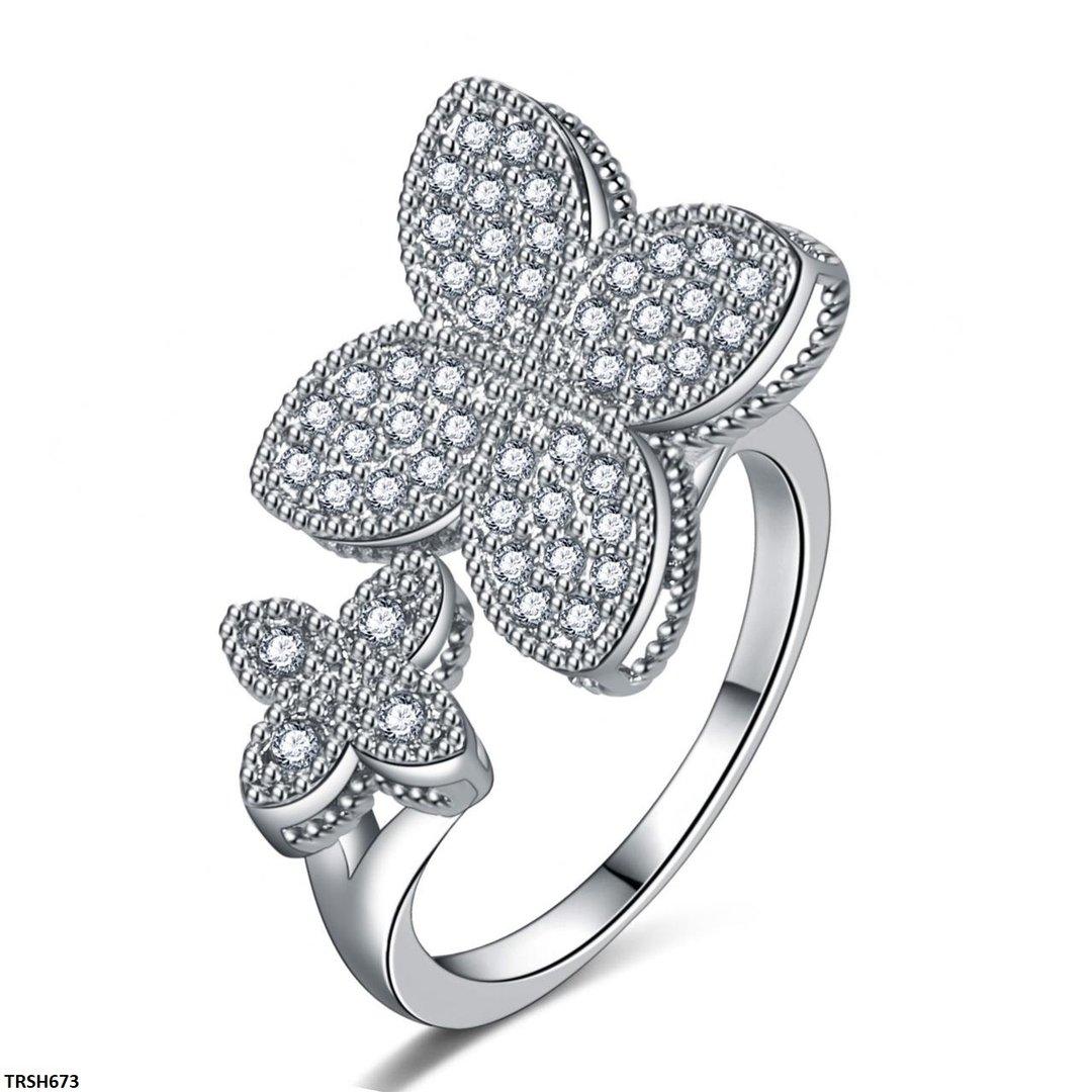 TRSH673 BJF Double Flower Ring Adjustable