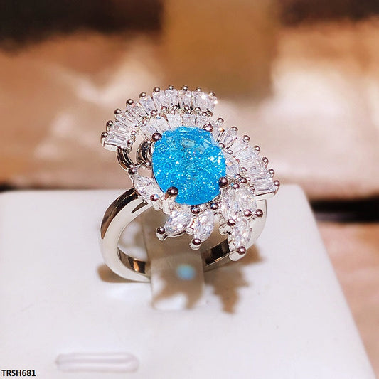 TRSH681 KYC Blue Oval Stone Ring Adjustable