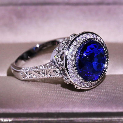 TRSH686 KYC Round Blue Stone Ring