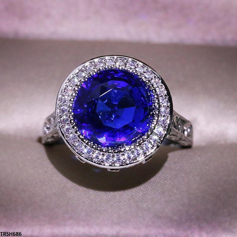 TRSH686 KYC Round Blue Stone Ring