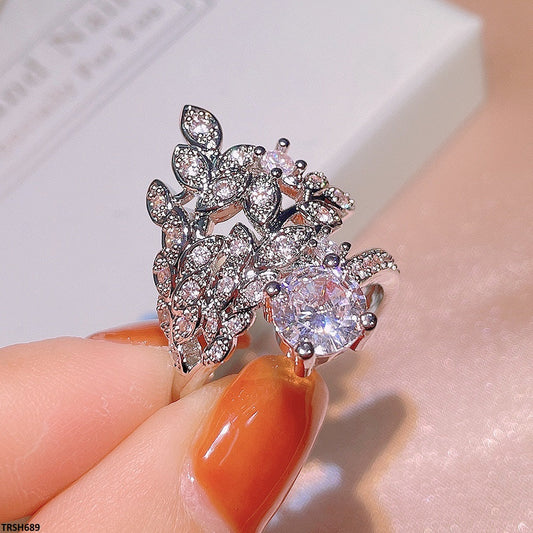 TRSH689 KYC Leaf Oval Stone Ring