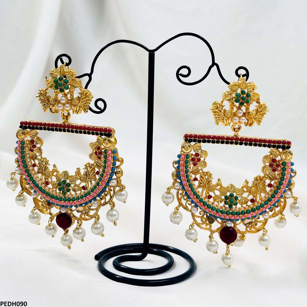 PEDH090 FRN Flower/Pearl Drop Earrings