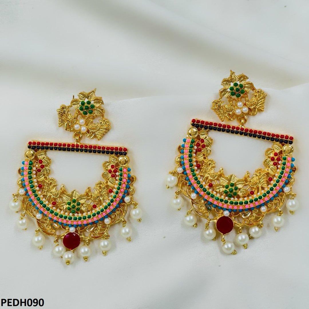 PEDH090 FRN Flower/Pearl Drop Earrings