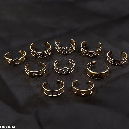 CRGH634 FNG Midi Rings Adjustable 10Pcs