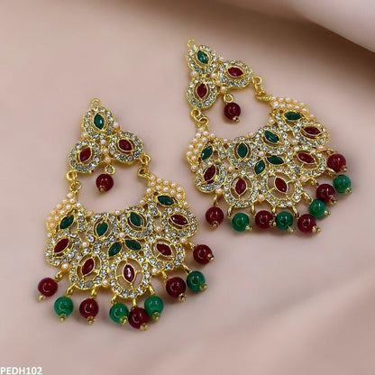 PEDH102 FRN Marquise/Pearl Drop Earrings