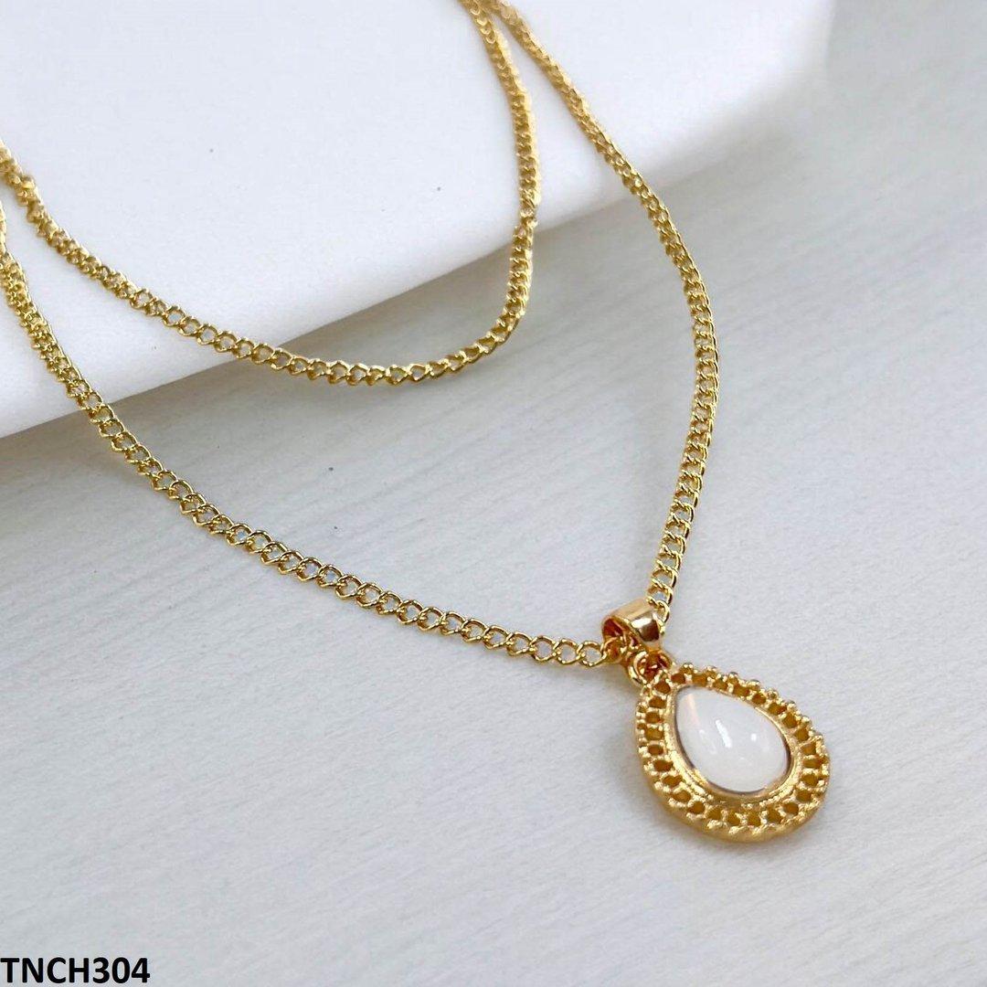 TNCH304-YYE TNCH304 YYE Double Chain/Tear Drop Necklace