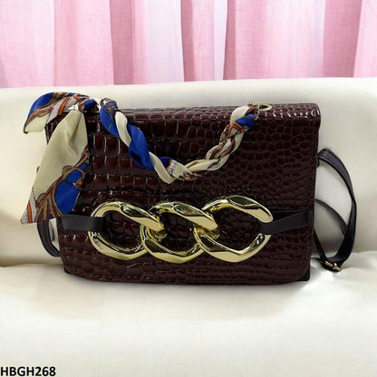 HBGH268-CYG HBGH268 CYG Silk Scarf Linked Chain Bag