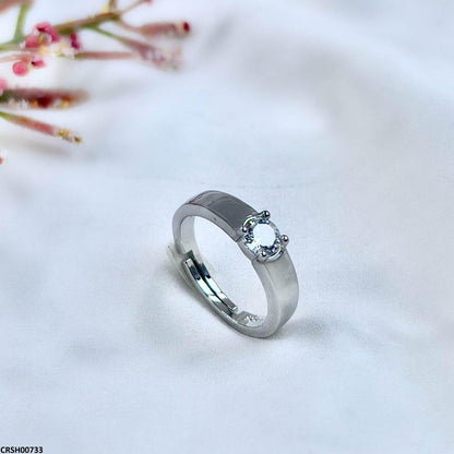 CRSH00733 ZFQ Round Stone Plain Ring Adjustable - CRSH