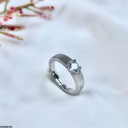 CRSH00733 ZFQ Round Stone Plain Ring Adjustable - CRSH